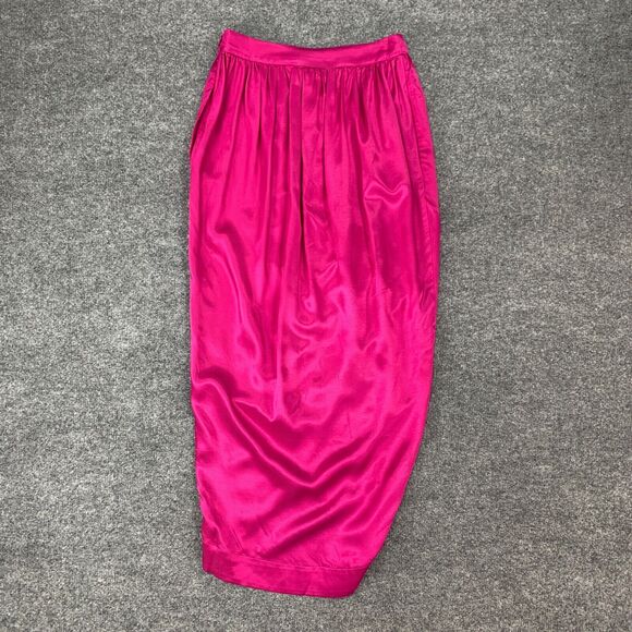 Maeve Tulip Satin Skirt Women 2 Anthropologie Pink Front Split Button Front Wrap - Picture 9 of 16